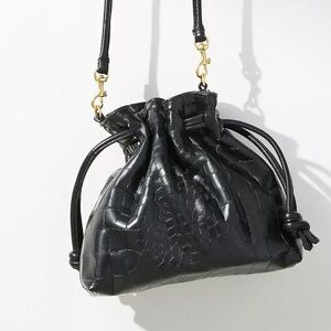 Clare V Petit Henri in Black Croc